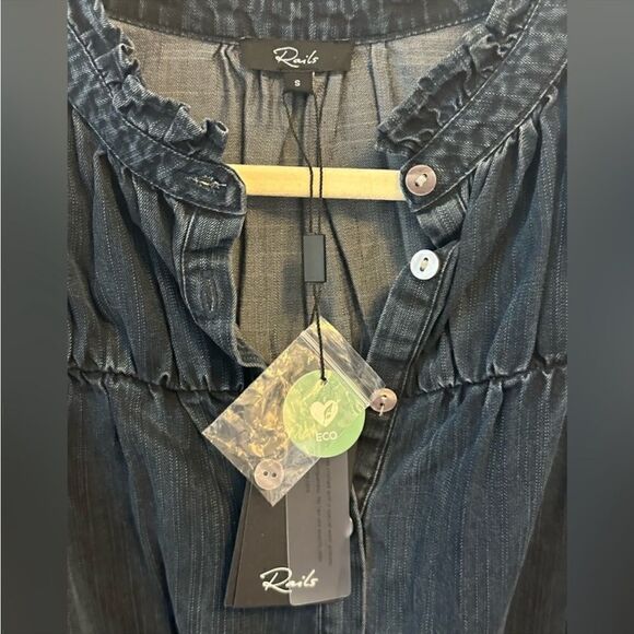 Rails Shawna Mini Dress Small Dark Vintage Blue Black Eco Collection Small $228 - Picture 8 of 13